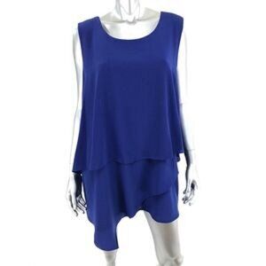 Vince Camuto Cobalt Blue Sleeveless Asymmetrical Hem Tunic Blouse Women's 3X